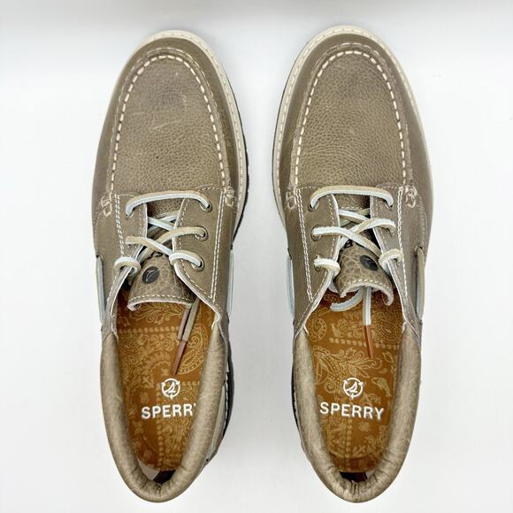 Sperry Mens a/O Lug 3-Eye Boat Shoes US 9 M EU 42 Taupe Leather Waterproof NWOB - Picture 10 of 12